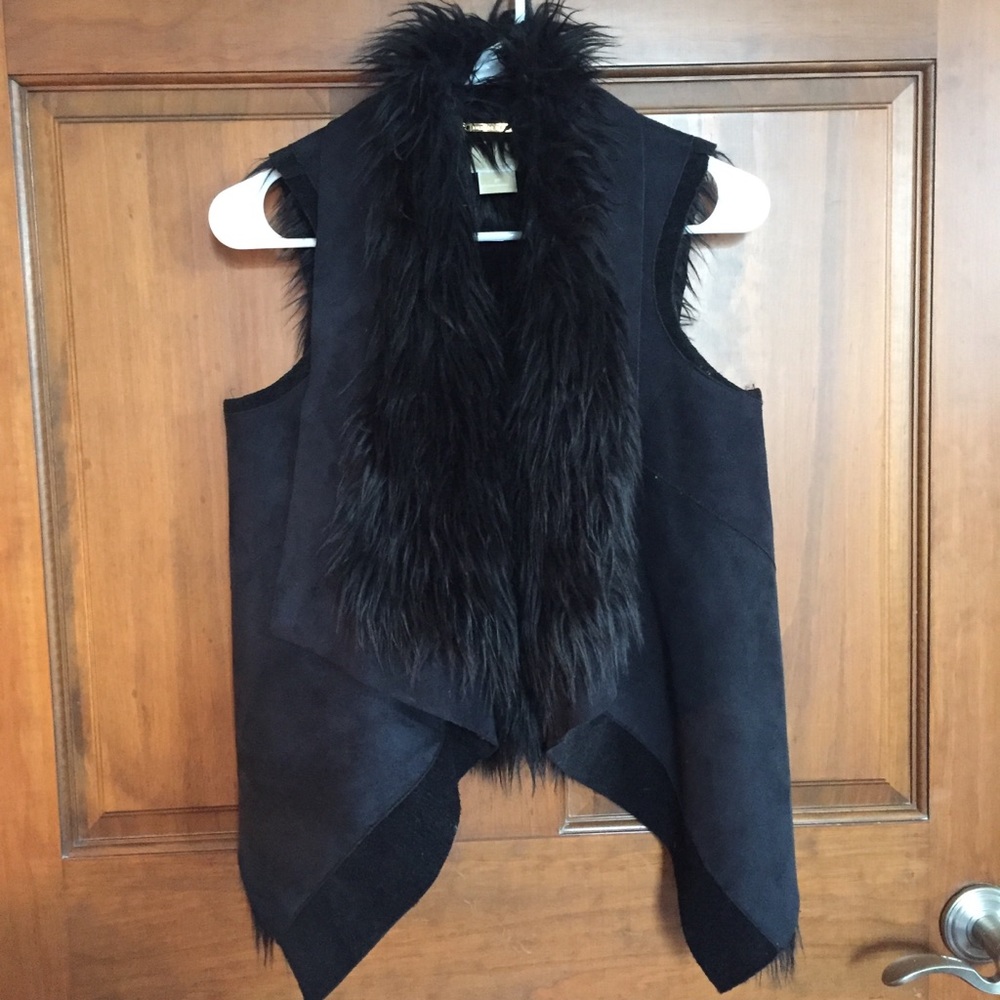 Michael Kors black faux fur vest